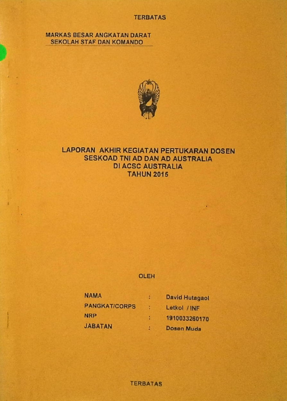 Laporan Akhir Kegiatan Pertukaran Dosen Sesko TNI AD Dan AD Asutralia ( David Hutagaol )